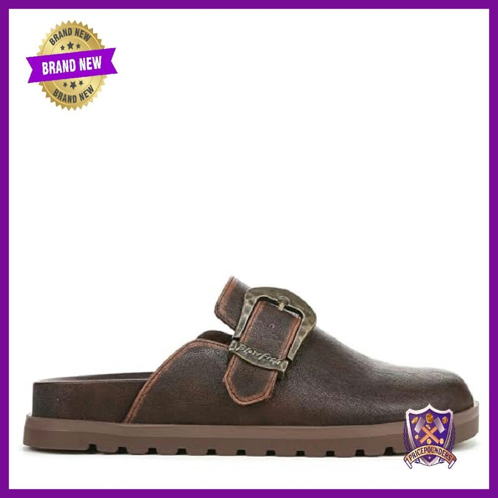 Women's Slip-On Flats with Decorative Buckle, Faux Leather - Picture 7 of 8